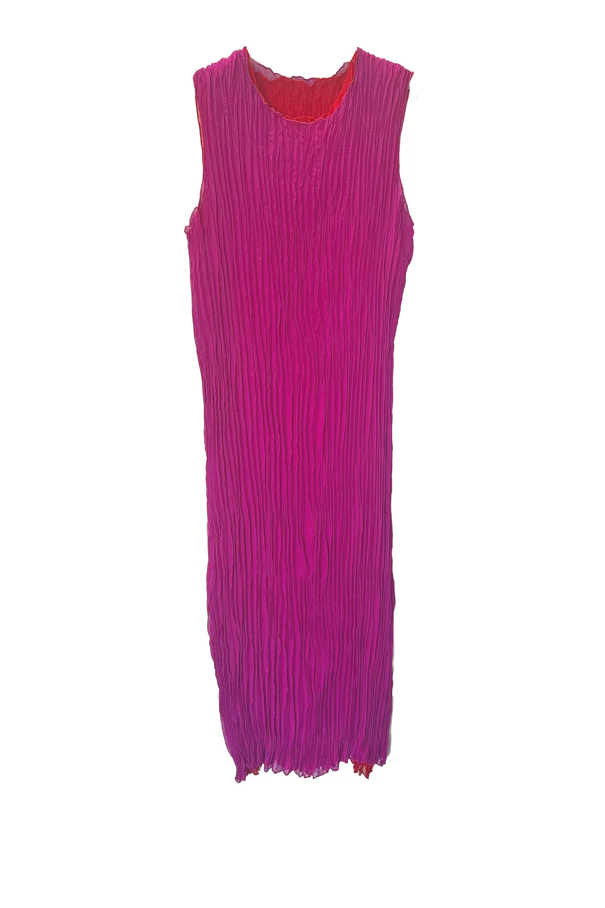 Jaya Pleated Dress- Reversible Red Fuchsia sold by Baacal