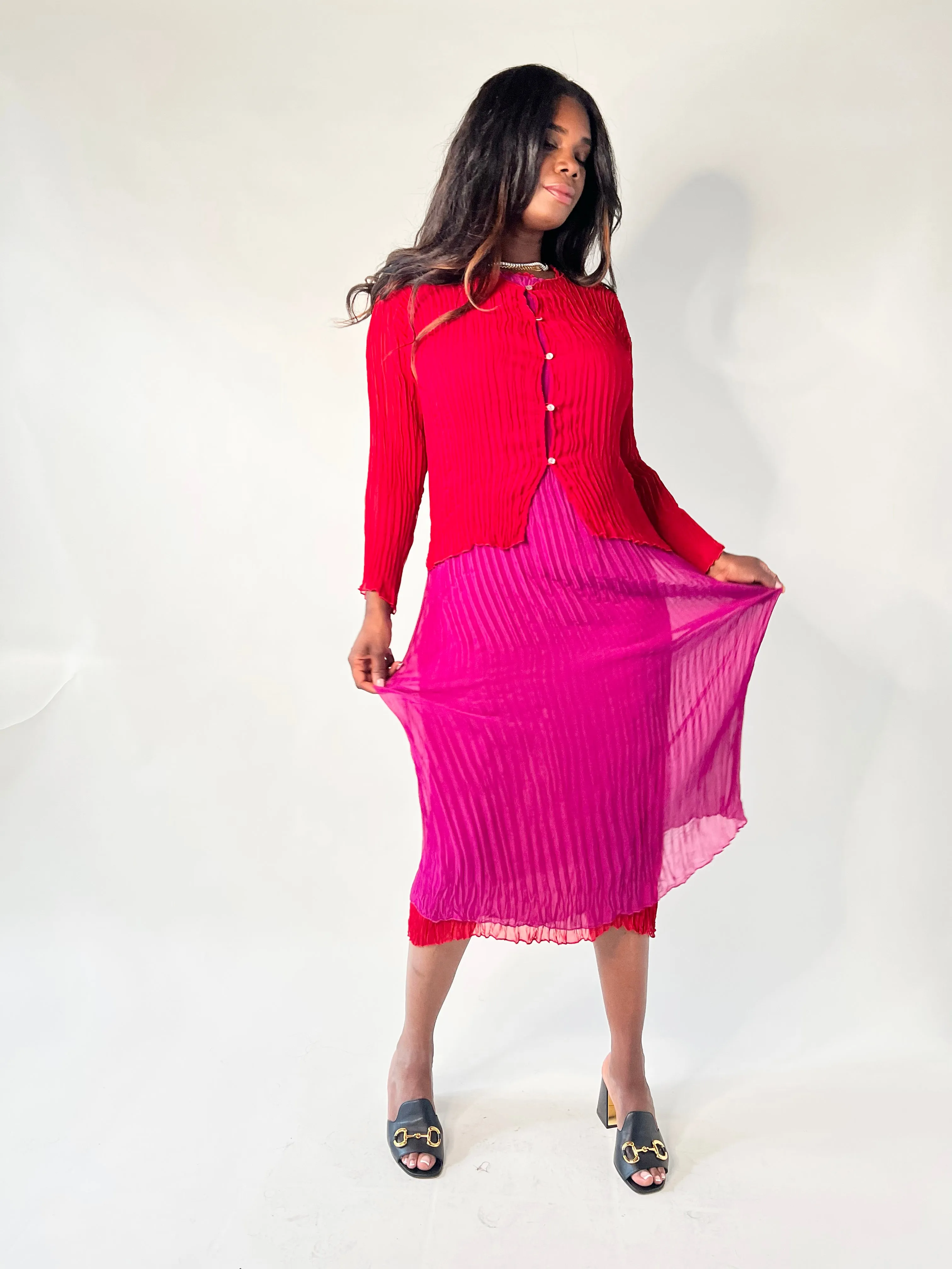 Jaya Pleated Dress- Reversible Red Fuchsia sold by Baacal product image thumbnail 5
