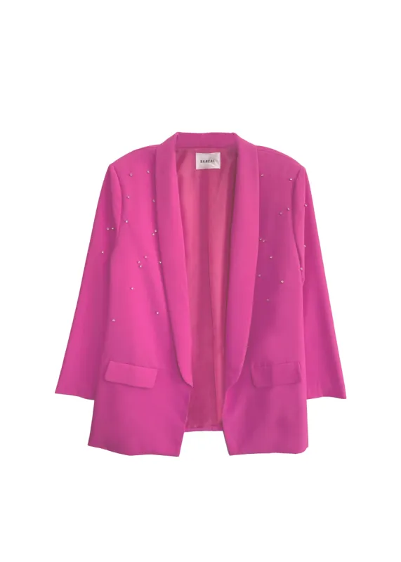 Crystal Oversized Classic Blazer - POP Pink sold by Baacal