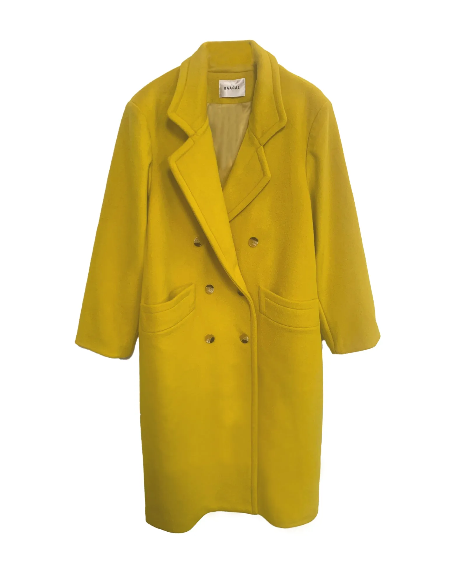 Double Breasted Car Coat - Citrine Yellow sold by Baacal