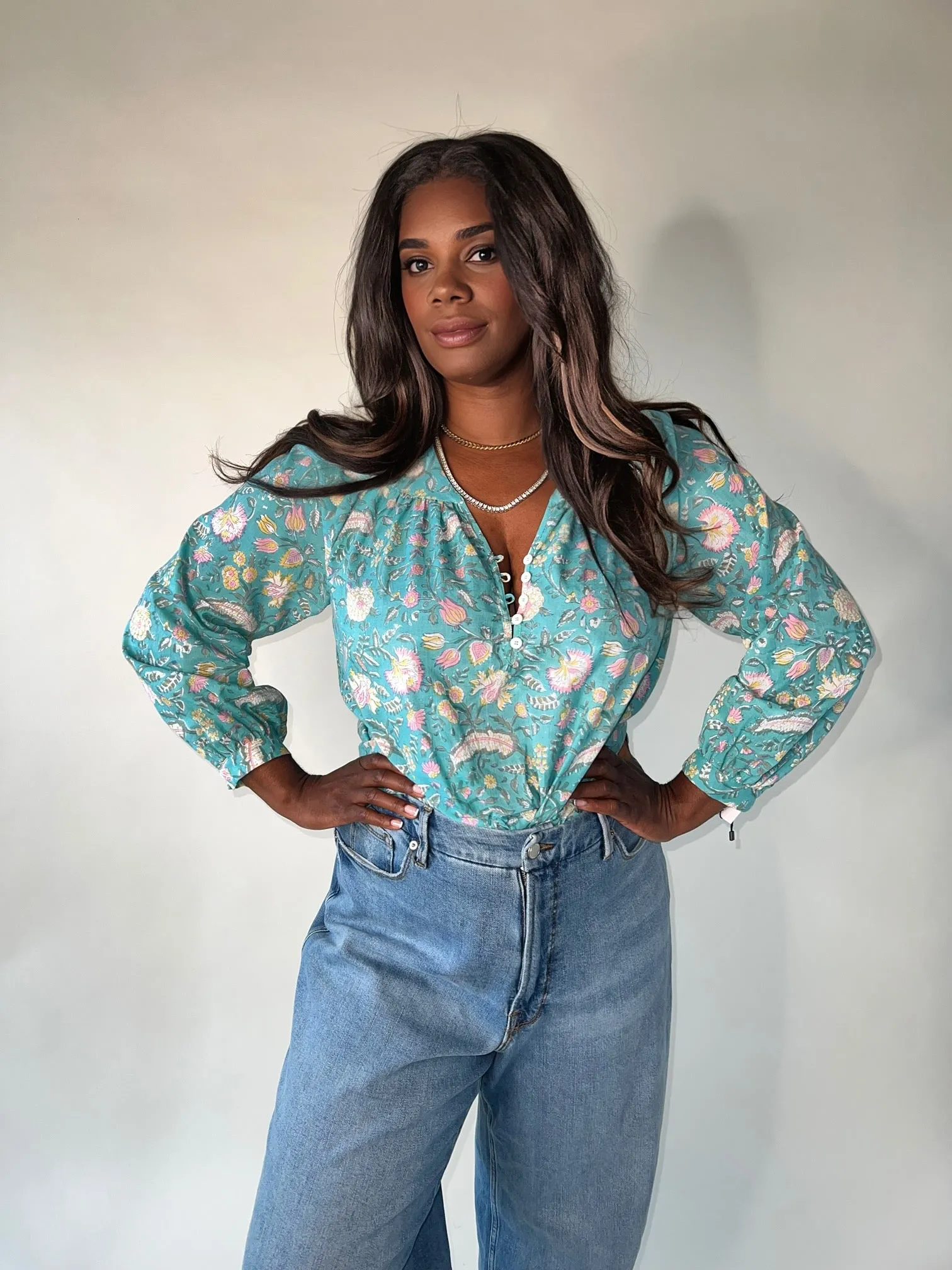 Carly Blouse- Aqua sold by Baacal product image thumbnail 2