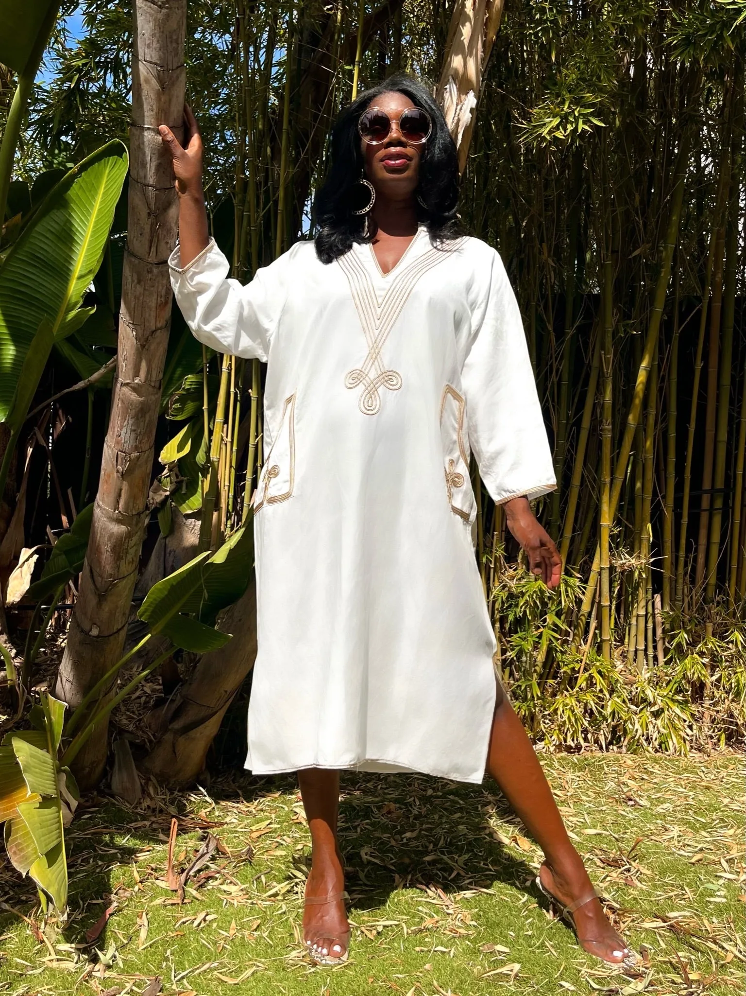 Embroidered Dress in Ivory and Gold - The New Marrakesh sold by Baacal product image thumbnail 2