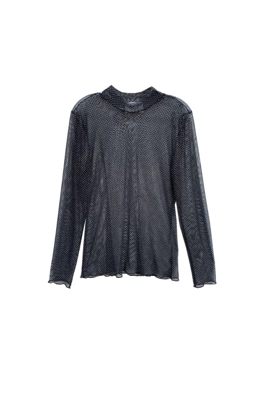 Pin Dot Mesh Top - Black/White sold by Baacal