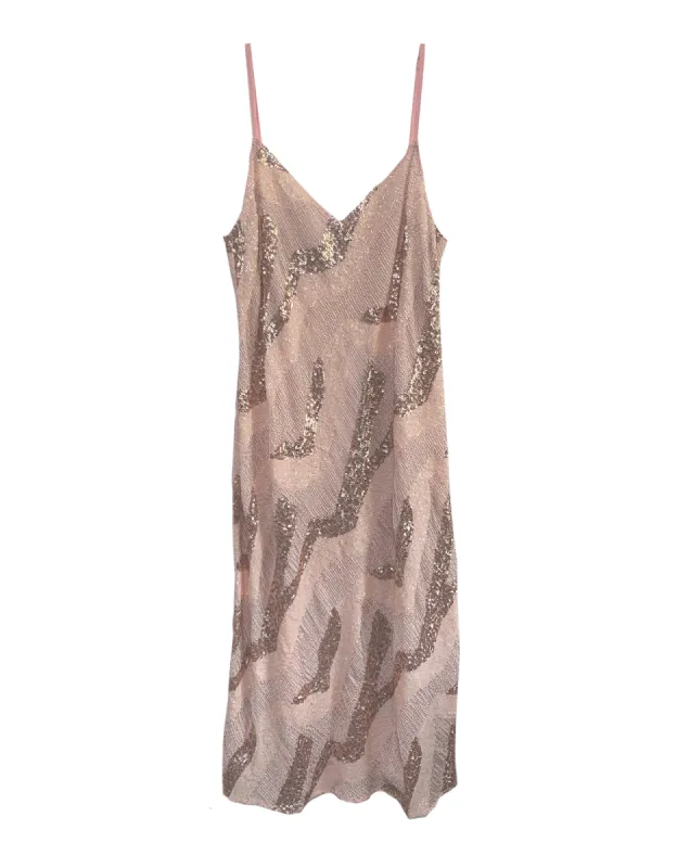 Beaded Cabaret Slip Dress - Champagne sold by Baacal