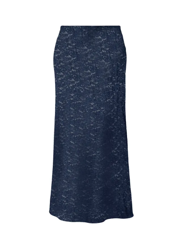 Gianna Stretch Lace Mermaid Maxi Skirt - Navy sold by Baacal