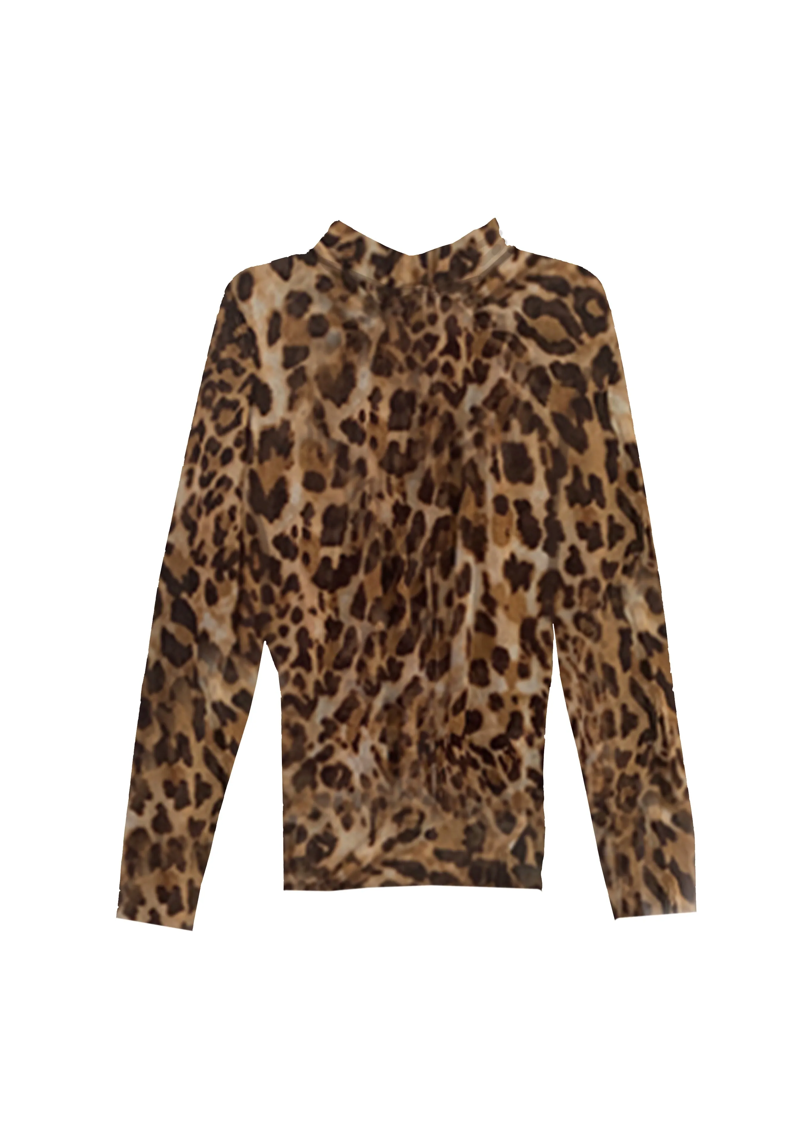Shana Mesh Mock Turtleneck -Fierce Leopard sold by Baacal