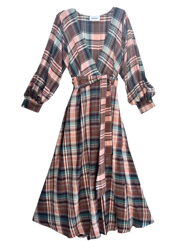 Maxi Wrap Dress- Scandi Plaid sold by Baacal