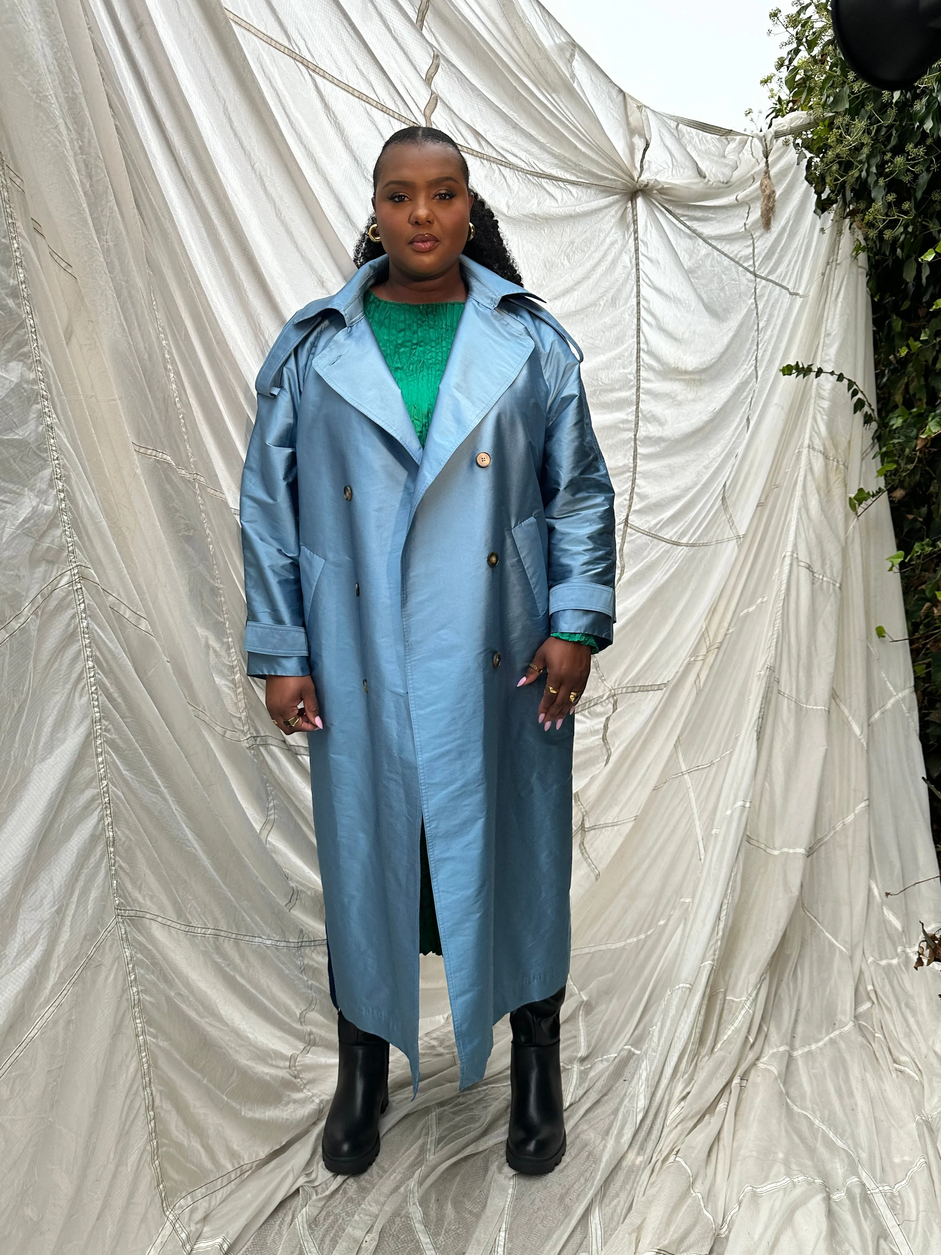 Delia Long Oversized Trench- Pale Blue sold by Baacal product image thumbnail 4