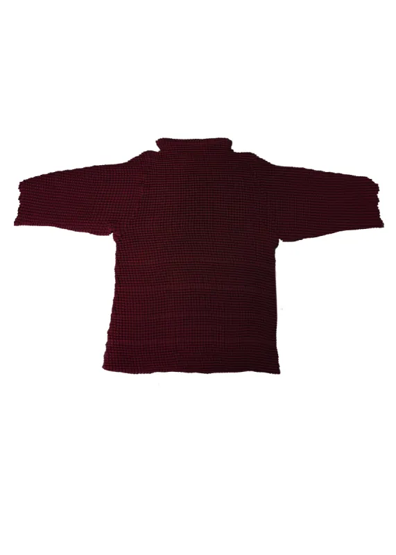 Ingrid Pleated Mock Neck Top- Burgundy sold by Baacal