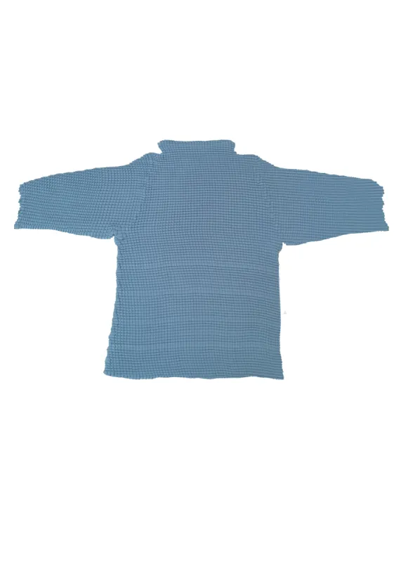 Ingrid Pleated Mock Neck Top- Blue Bird sold by Baacal
