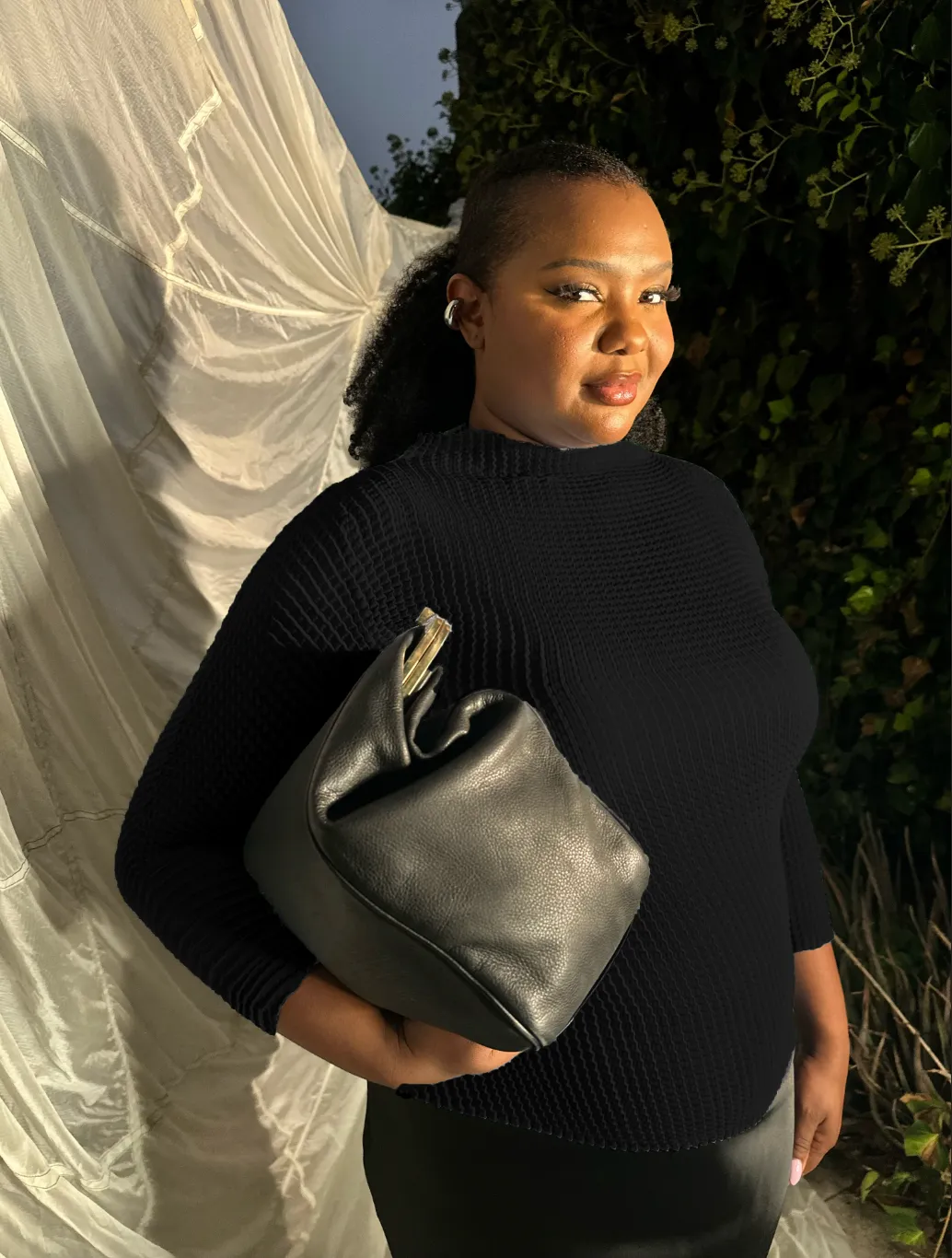 Ingrid Pleated Mock Neck Top- Black sold by Baacal product image thumbnail 2