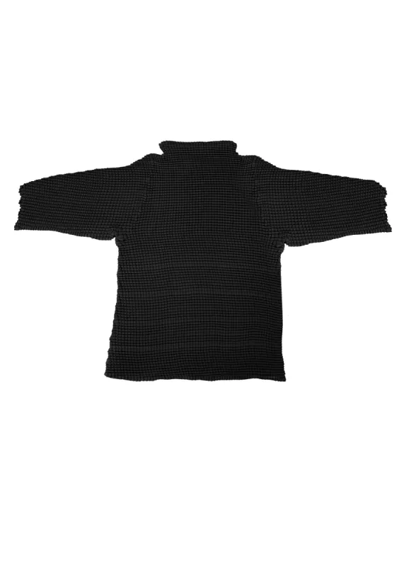 Ingrid Pleated Mock Neck Top- Black sold by Baacal