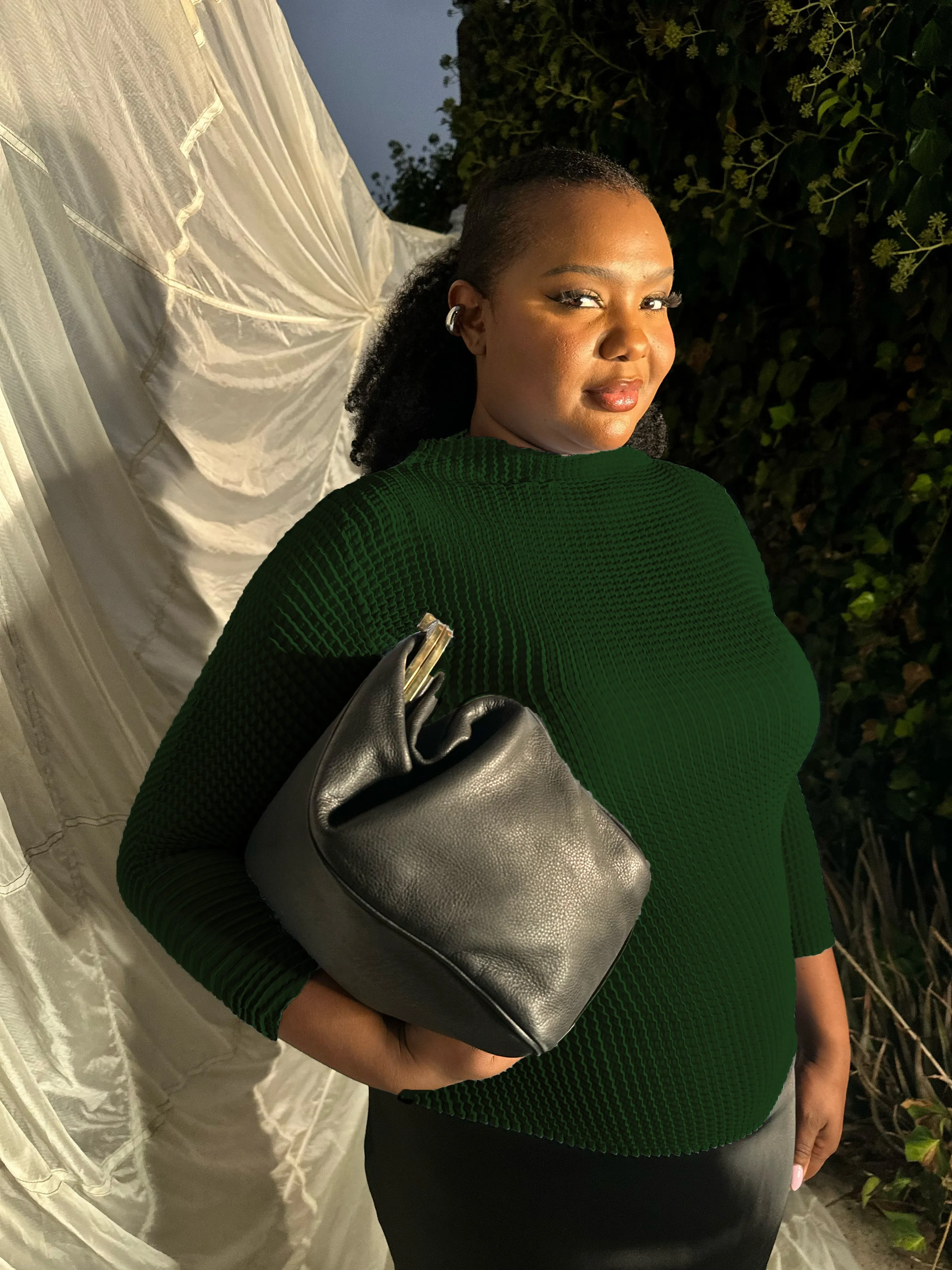 Ingrid Pleated Mock Neck Top- Army sold by Baacal product image thumbnail 2