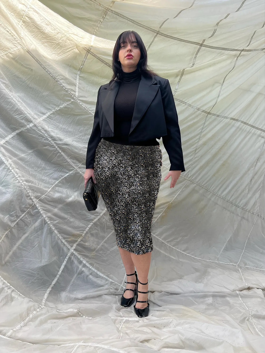 Kaya Midi Sequin Skirt - Silver Black sold by Baacal product image thumbnail 2