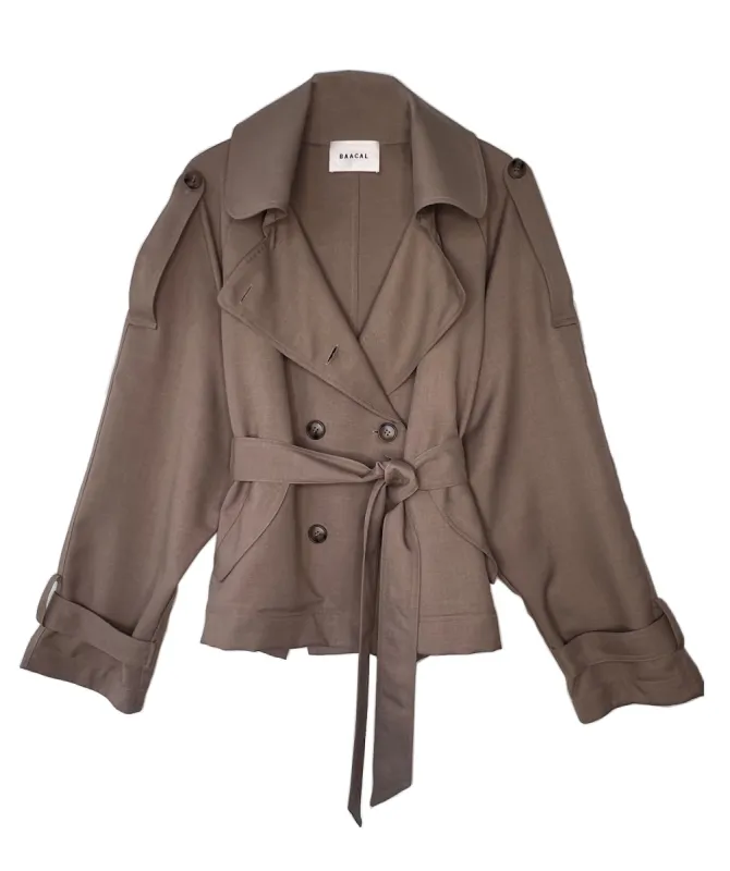 Julia Short Trench Coat- Taupe Wool sold by Baacal