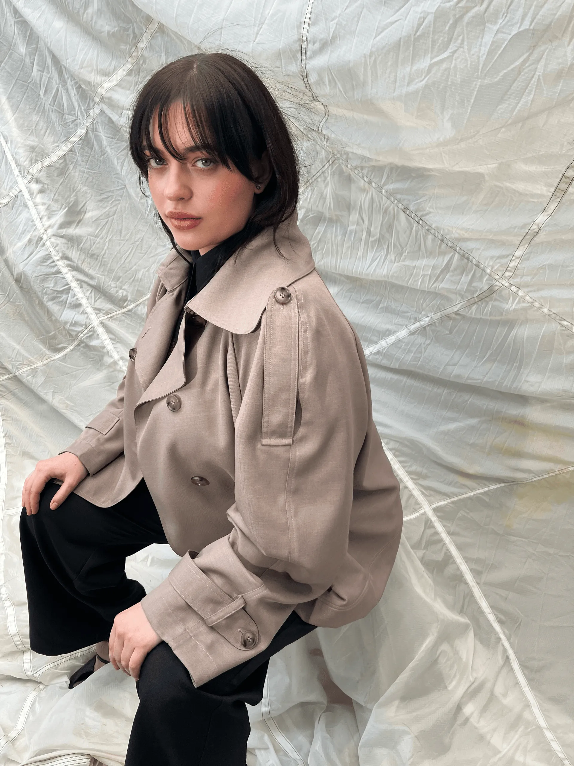 Julia Short Trench Coat- Taupe Wool sold by Baacal product image thumbnail 2