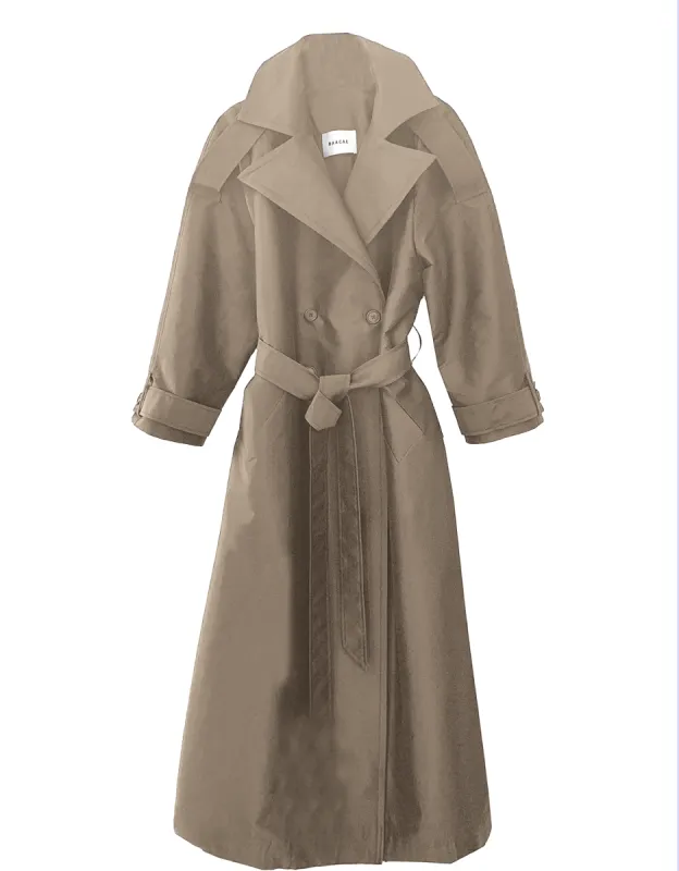 Delia Long Oversized Trench- Almond Wool sold by Baacal