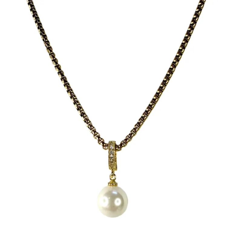 Pearl Charm with Diamontte Clip - Gold sold by Baacal