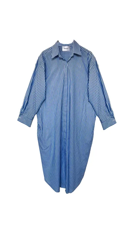 Mia Oversized Shirt Dress- Sky Blue Stripe sold by Baacal
