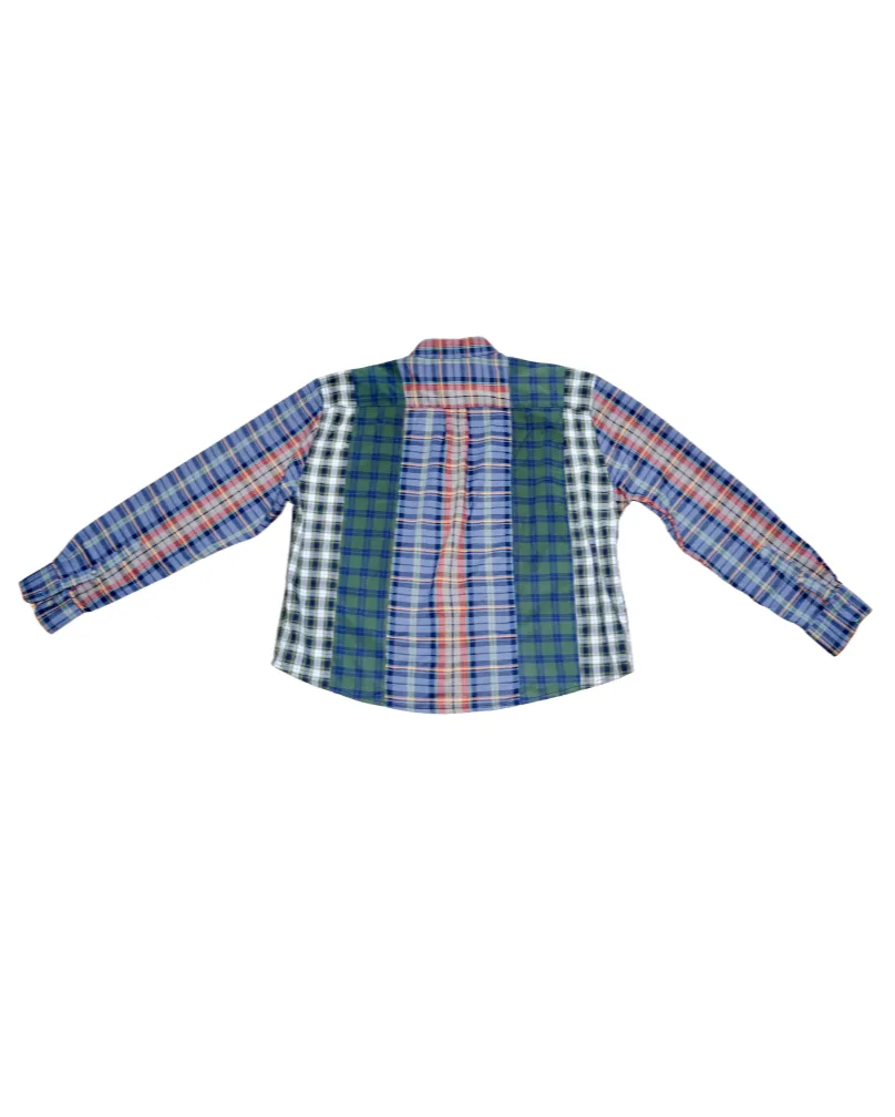 The Vintage Point - Oversized Button Down Shirt - Green/ Blue/ Orange Plaid sold by Baacal product image thumbnail 3