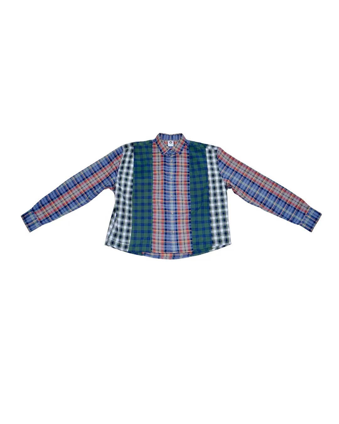 The Vintage Point - Oversized Button Down Shirt - Green/ Blue/ Orange Plaid sold by Baacal product image thumbnail 2