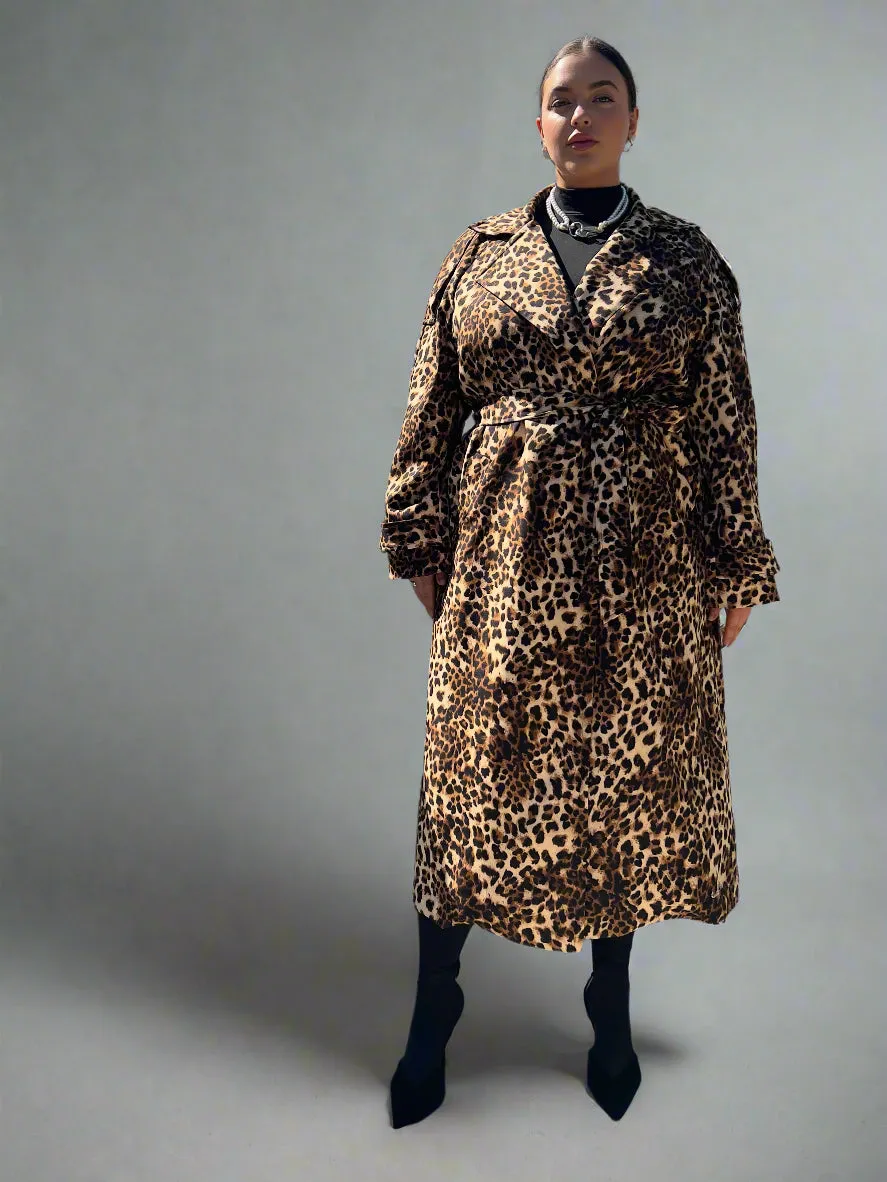 Aria Double Breasted Trench- Leopard sold by Baacal product image thumbnail 2
