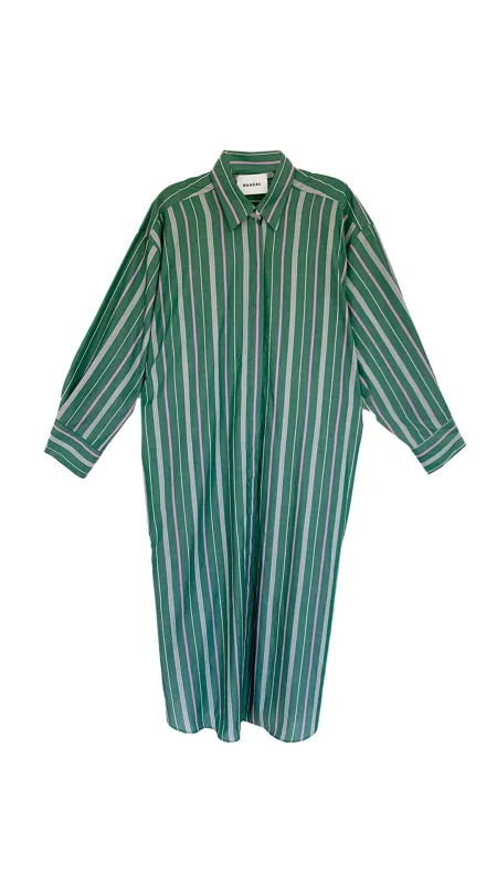 Mia Oversized Shirt Dress- Green Stripe sold by Baacal