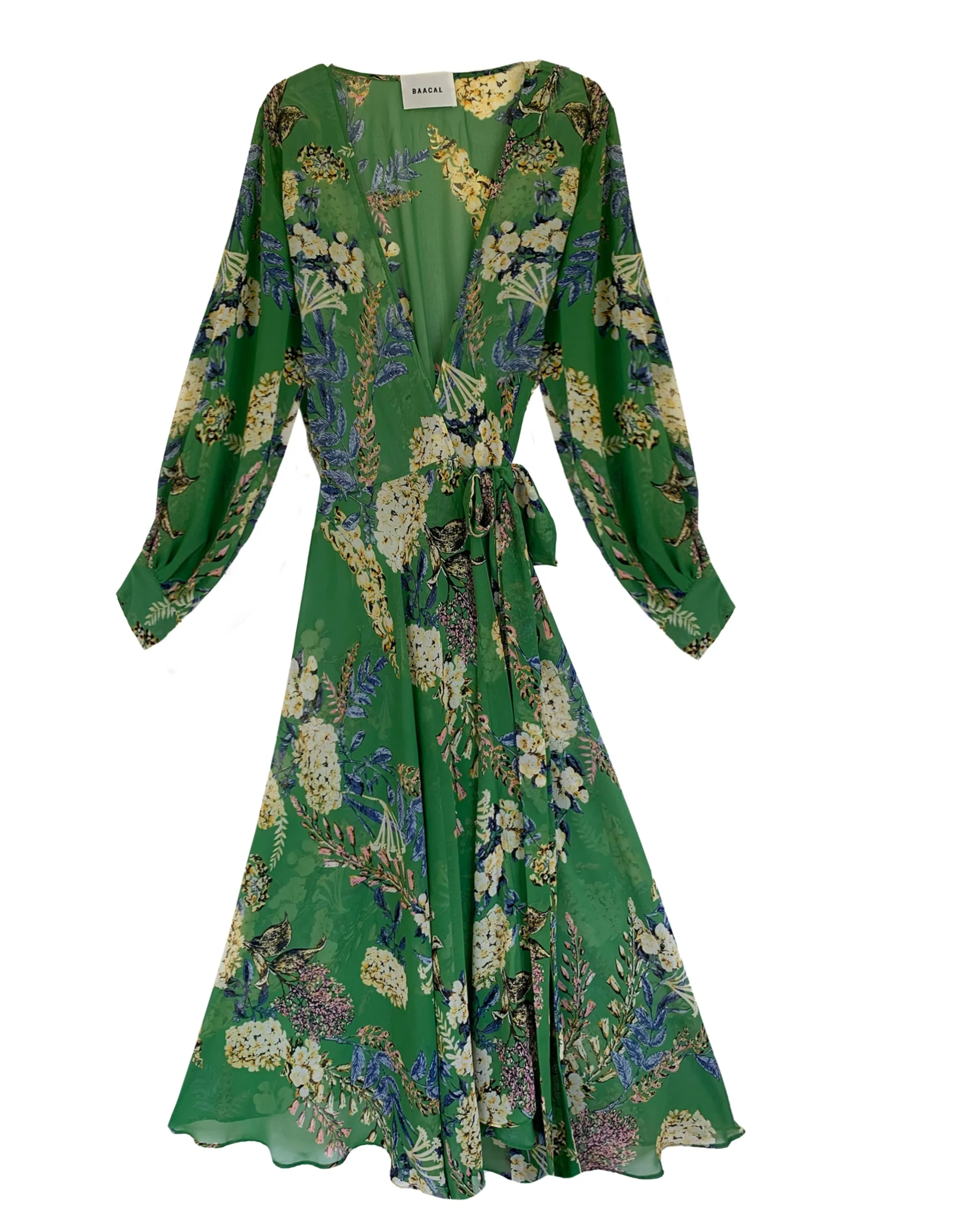 Midi Wrap Dress- Garden Tea sold by Baacal
