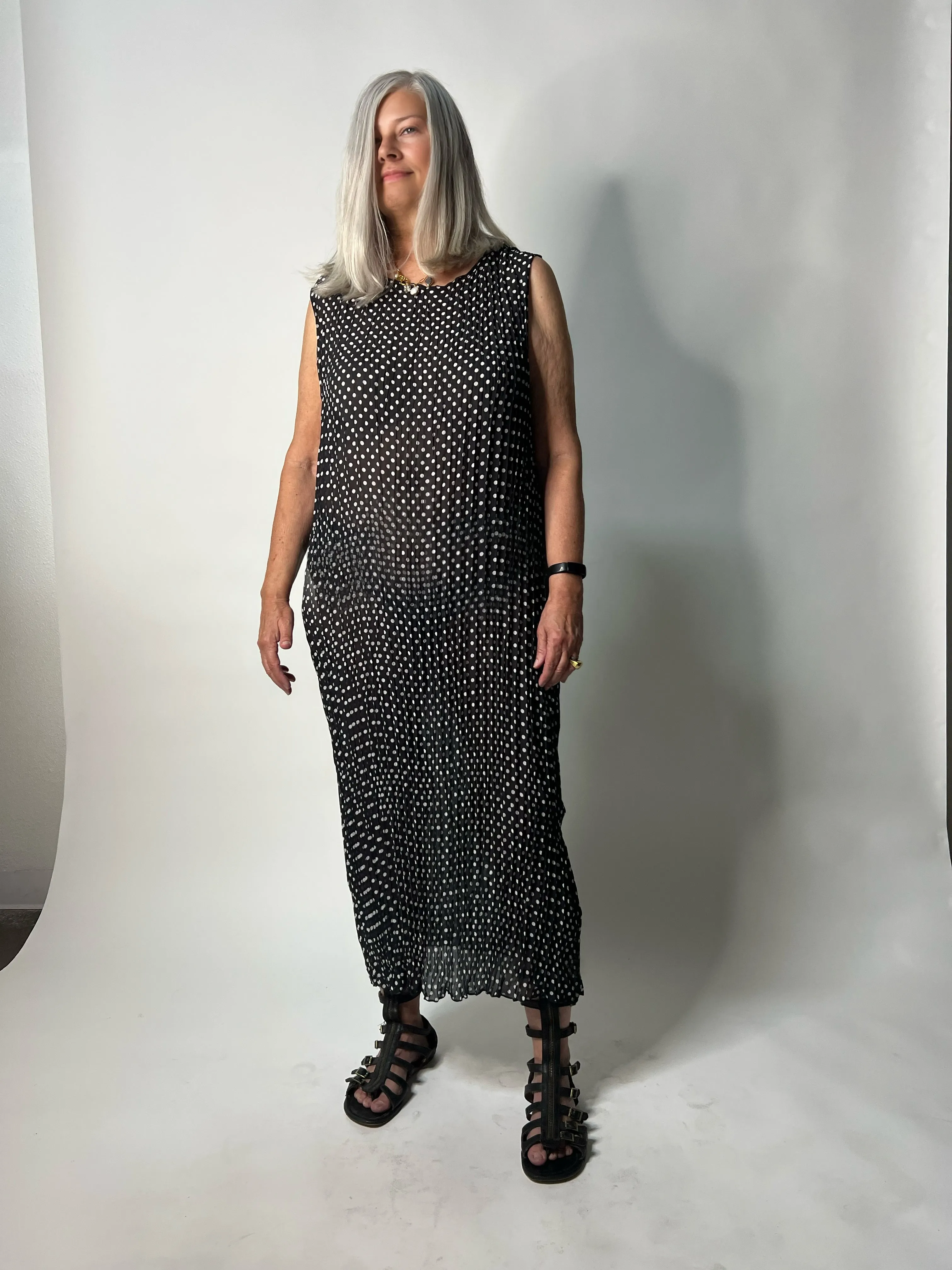 Jaya Pleated Dress- Reversible Polka Dot / Black sold by Baacal product image thumbnail 2