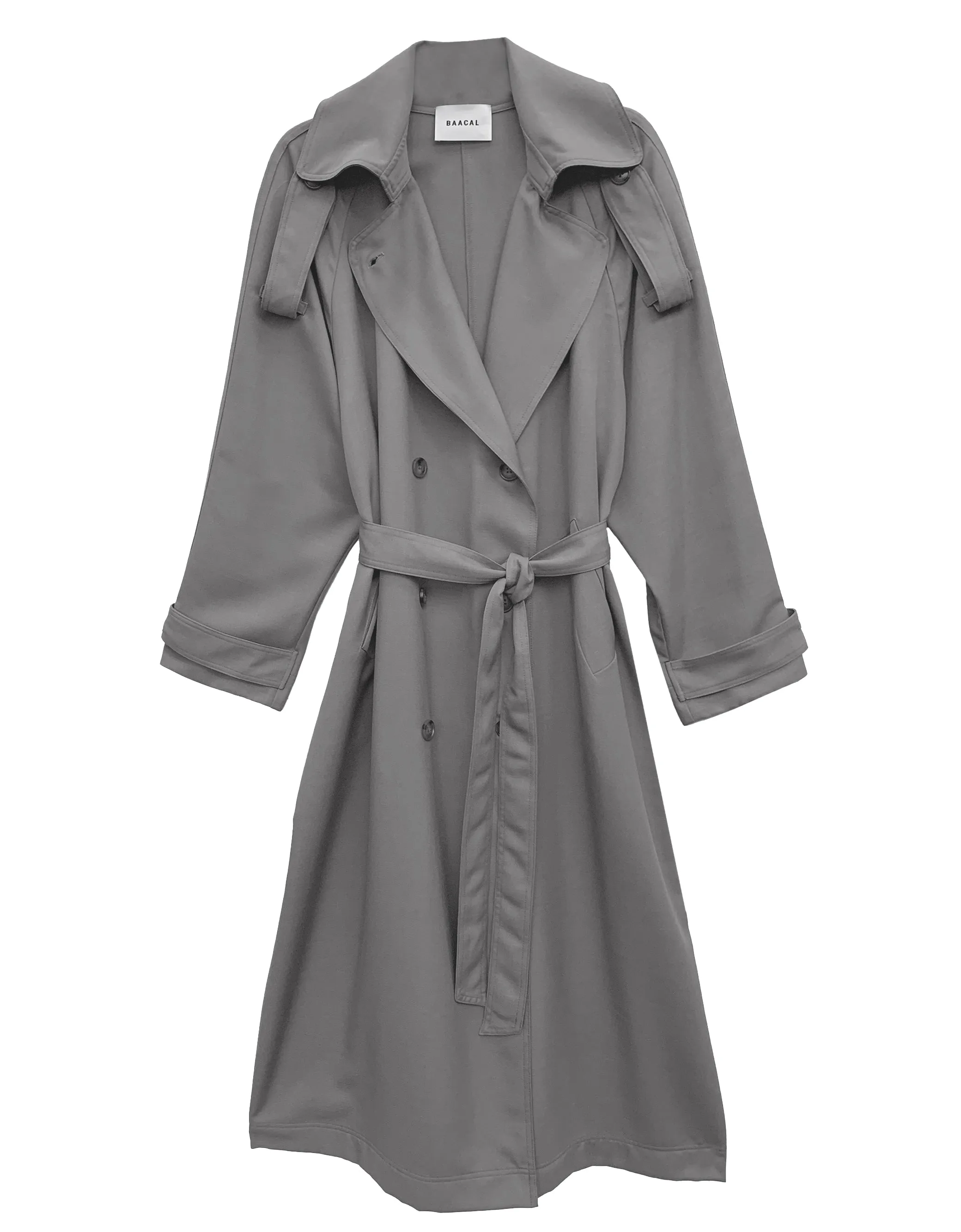 Delia Long Oversized Trench- Grey Wool sold by Baacal