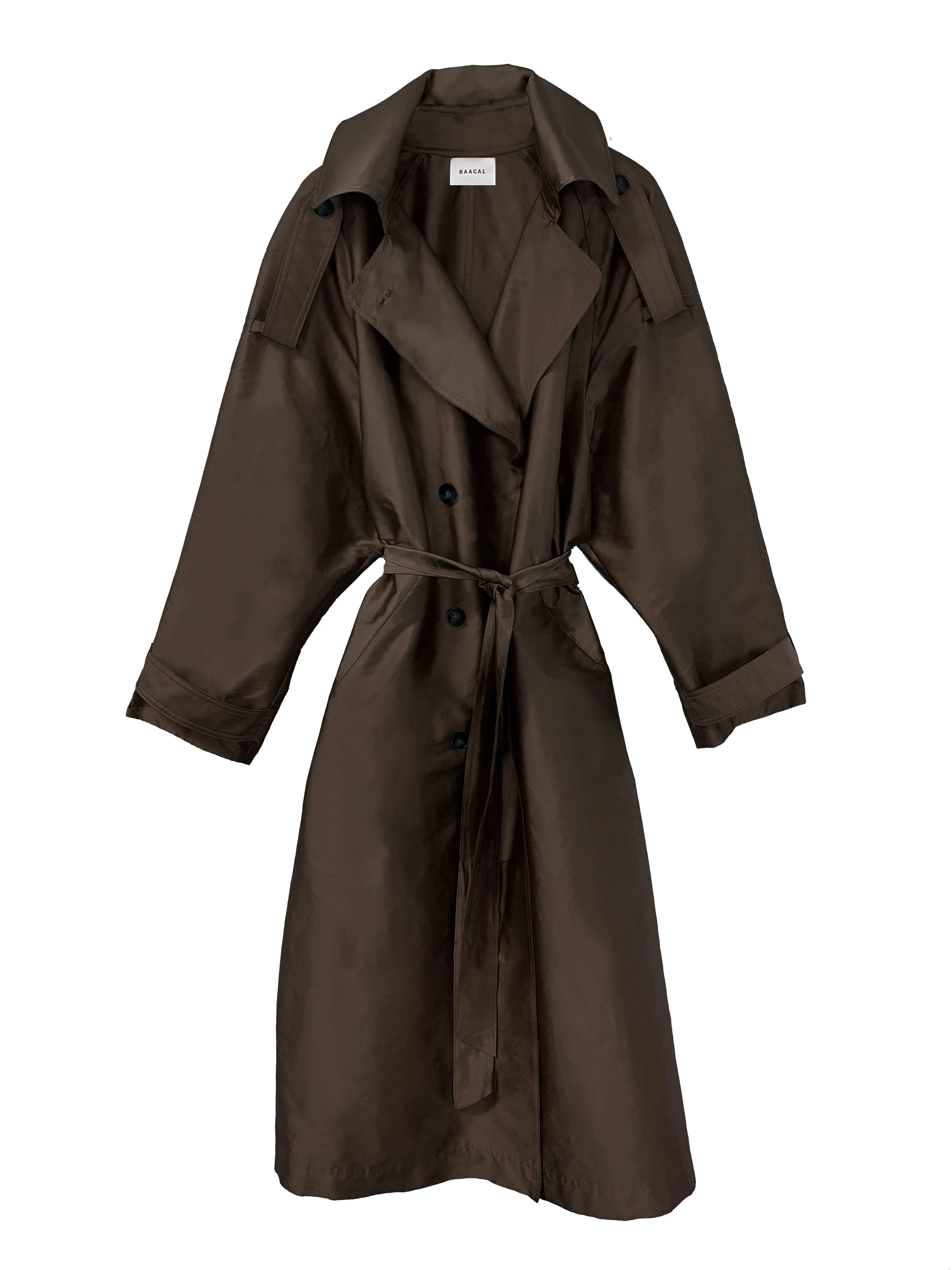 Delia Long Oversized Trench- Chocolate sold by Baacal