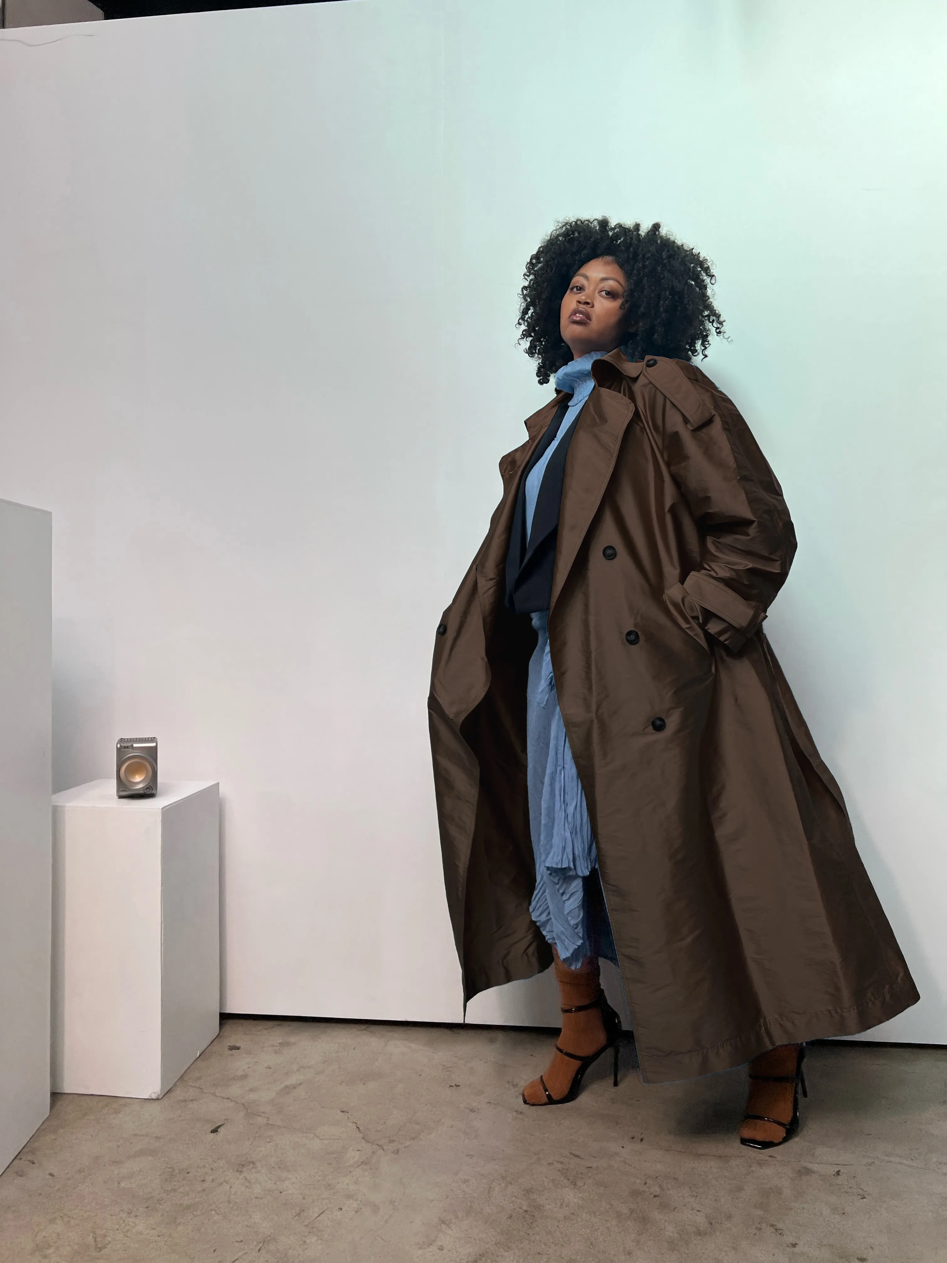 Delia Long Oversized Trench- Chocolate sold by Baacal product image thumbnail 2