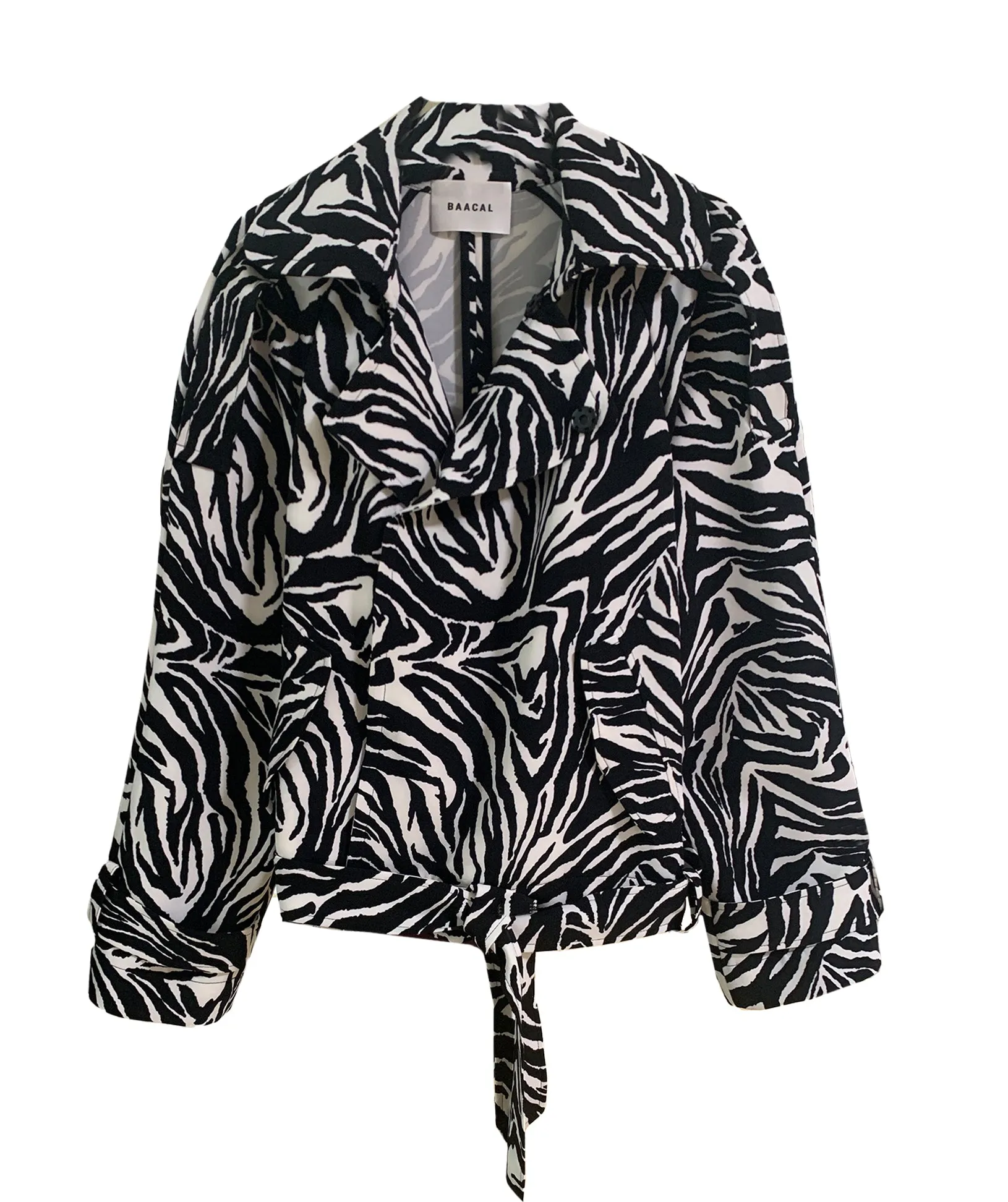 Marlo Short Moto Trench Coat- Zebra sold by Baacal