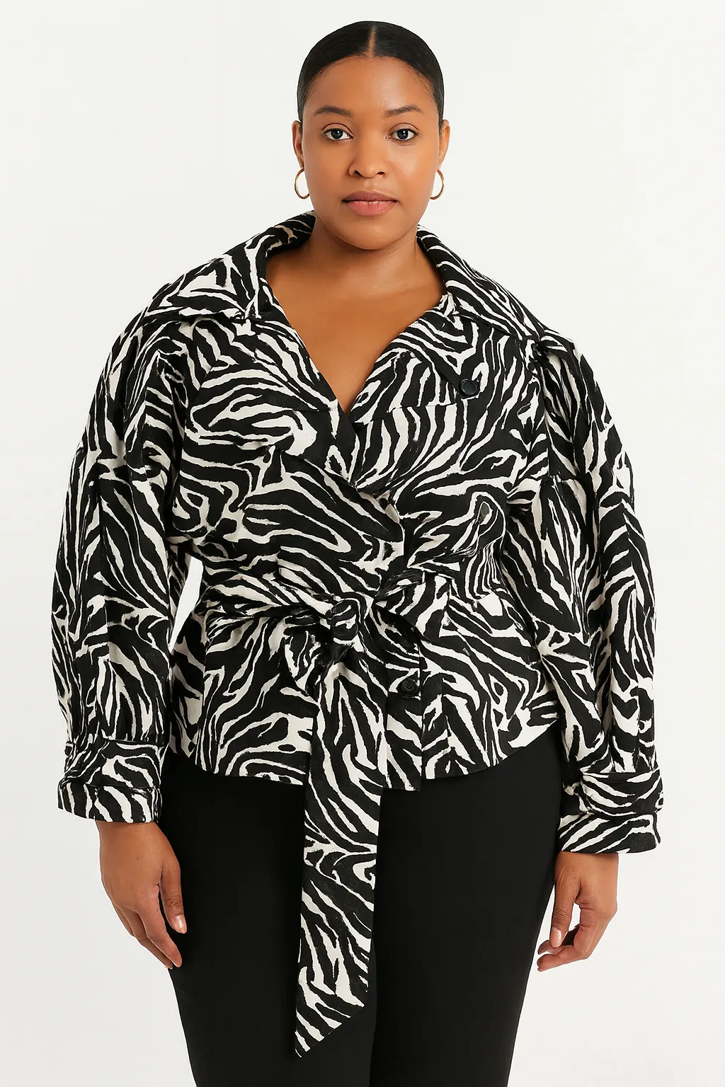 Marlo Short Moto Trench Coat- Zebra sold by Baacal product image thumbnail 2