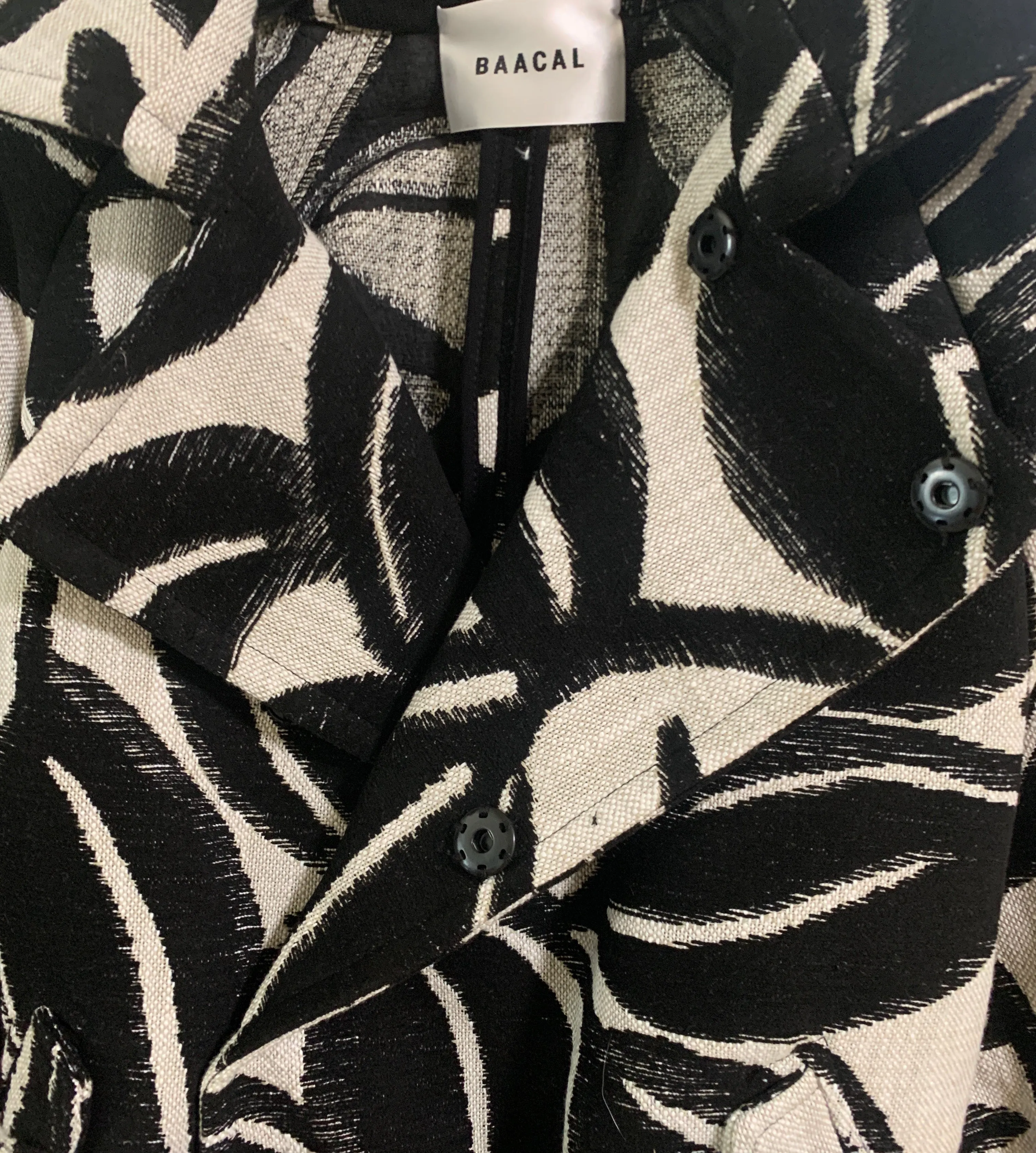 Marlo Short Moto Trench Coat- Black White Leaves sold by Baacal product image thumbnail 4