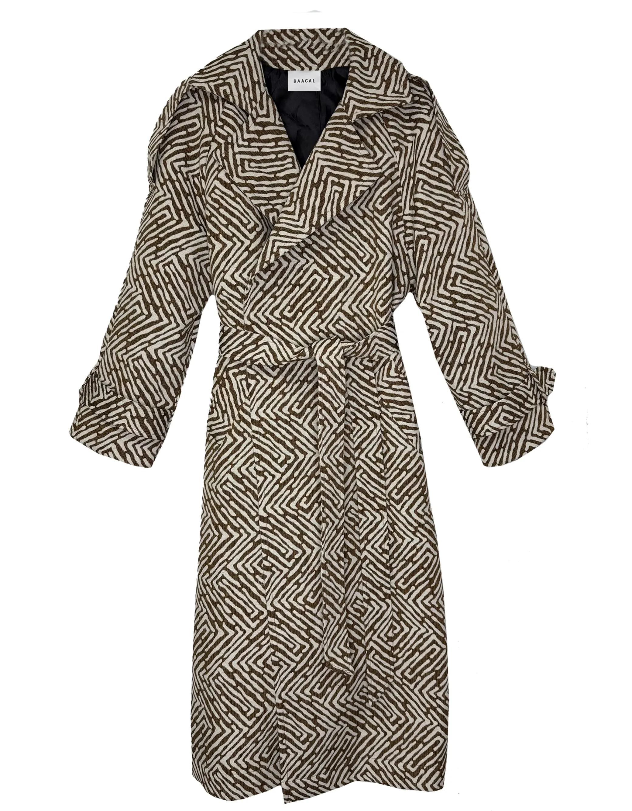 Aria Double Breasted Trench- Geo Brown Cream sold by Baacal