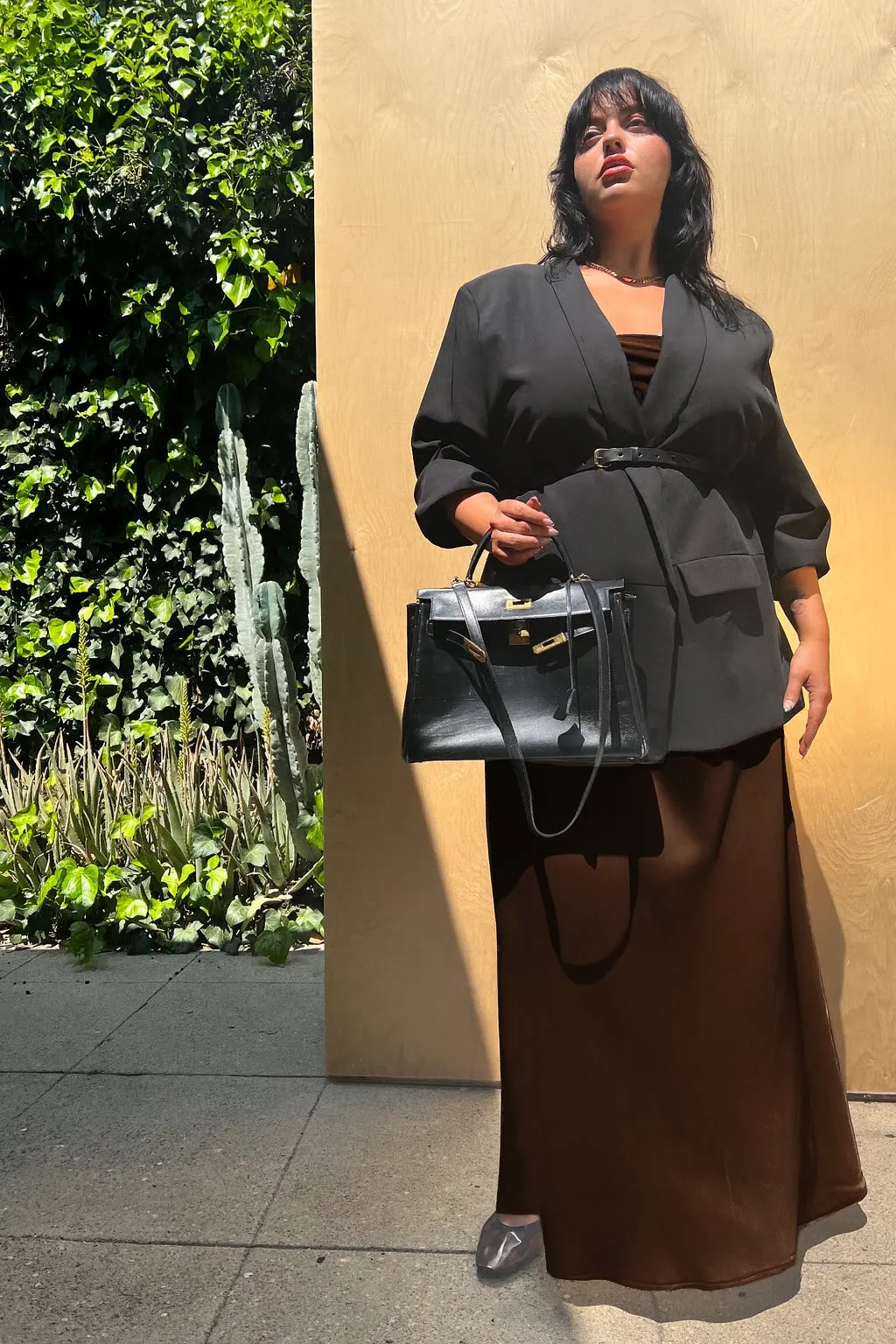 Leah Easy Satin Maxi Slip Dress - Chocolate sold by Baacal product image thumbnail 3