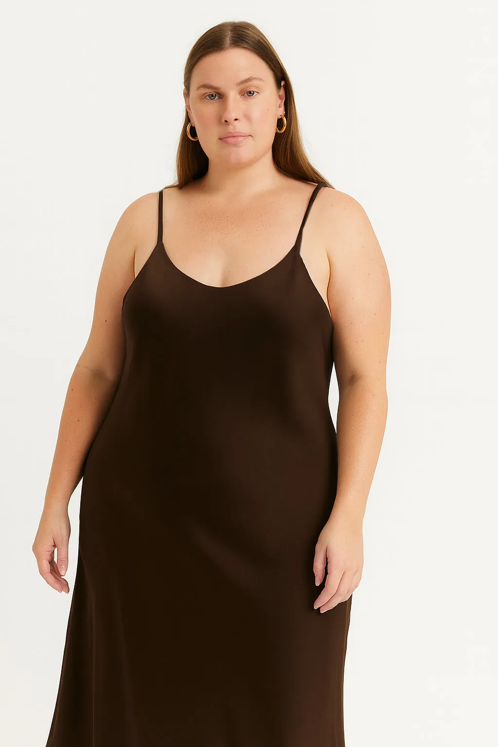 Leah Easy Satin Maxi Slip Dress - Chocolate sold by Baacal product image thumbnail 4