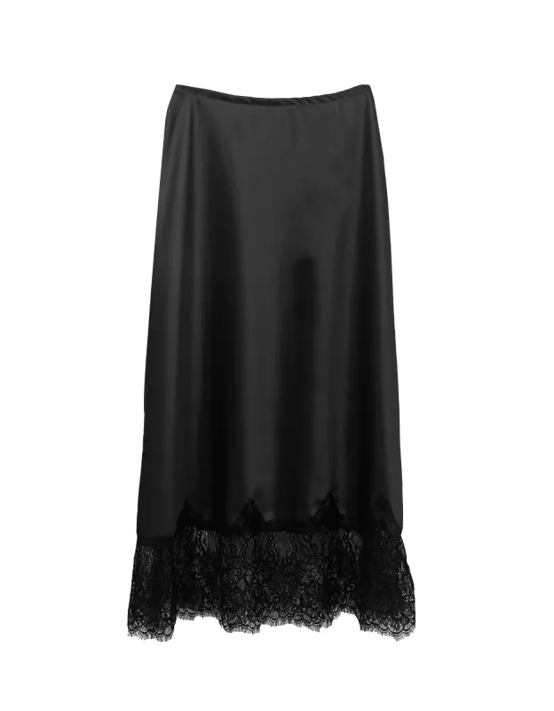 Bias Lace Slip Skirt- Classic Black made by Baacal