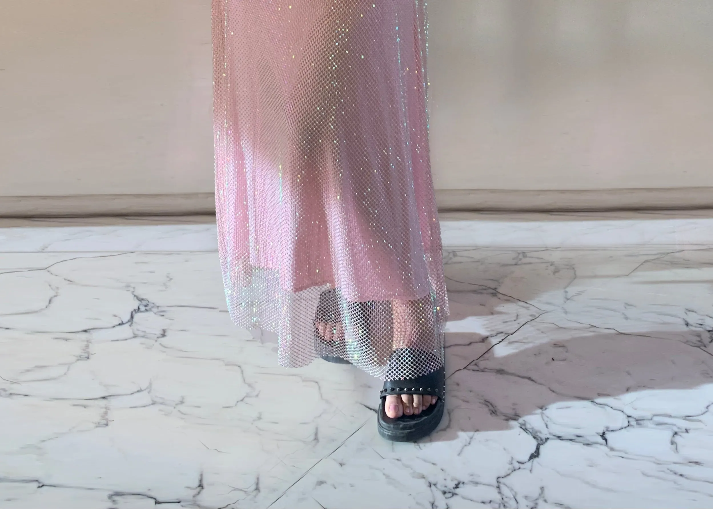 The Crystal Stone Mesh Dress- Blush Borealis sold by Baacal product image thumbnail 2