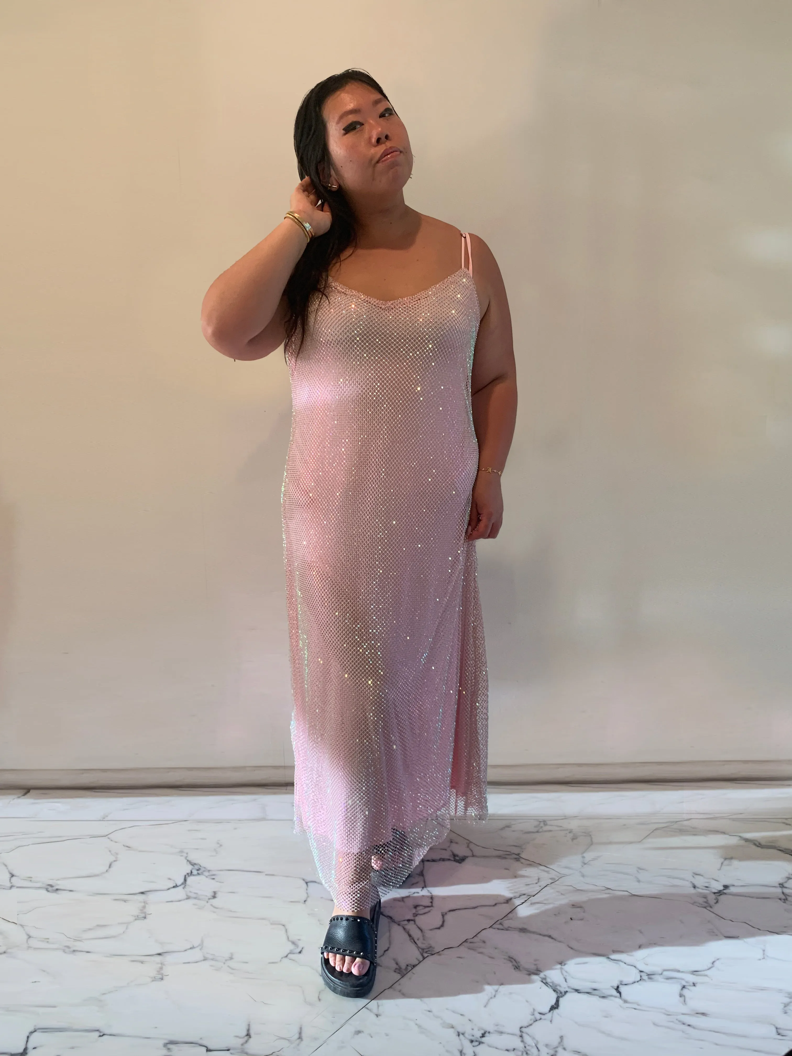 The Crystal Stone Mesh Dress- Blush Borealis sold by Baacal product image thumbnail 3