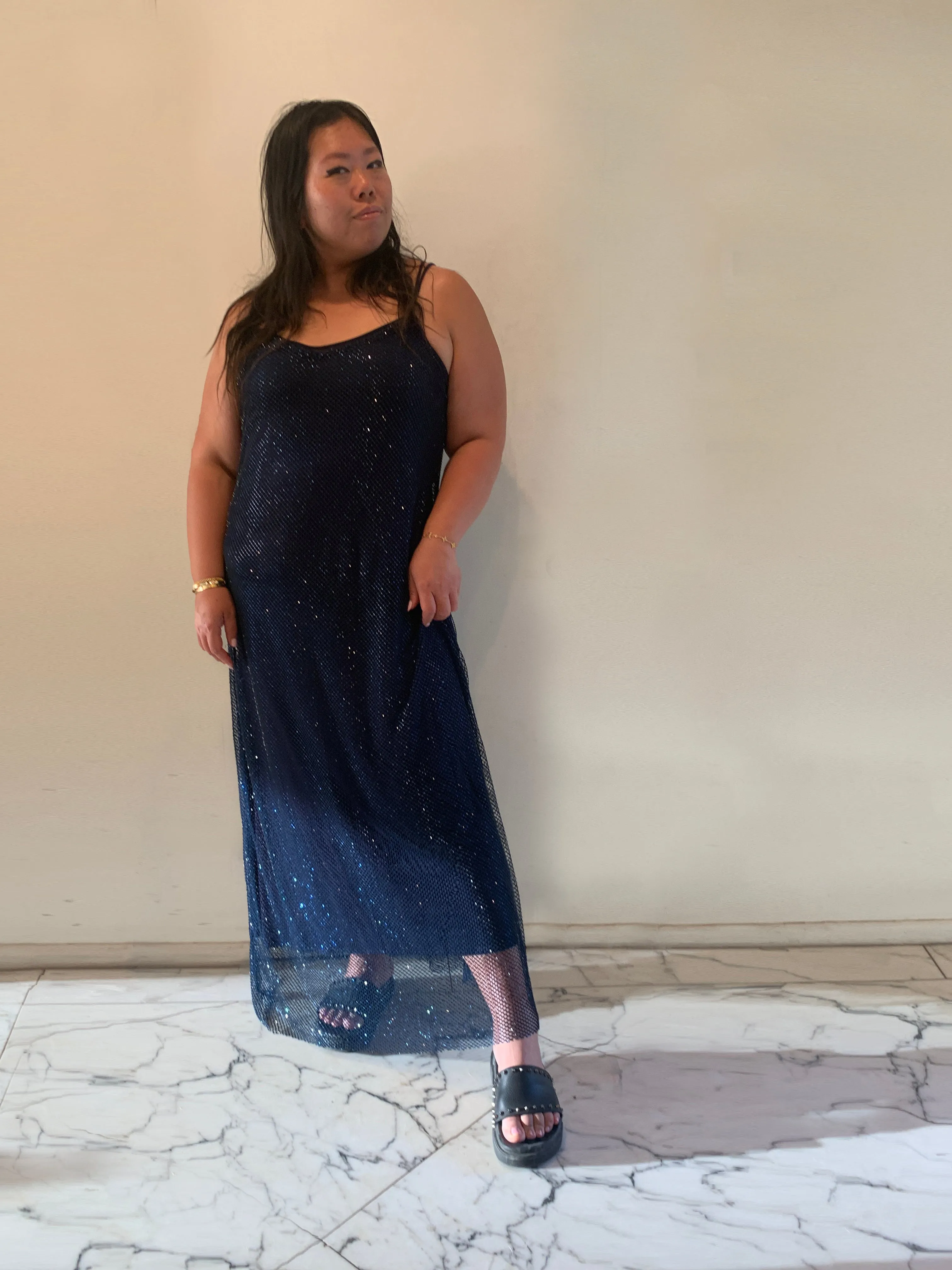 The Crystal Stone Mesh Dress- Midnight Blue sold by Baacal product image thumbnail 3