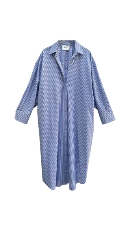 Mia Oversized Shirt Dress- Blue Pinstripe sold by Baacal