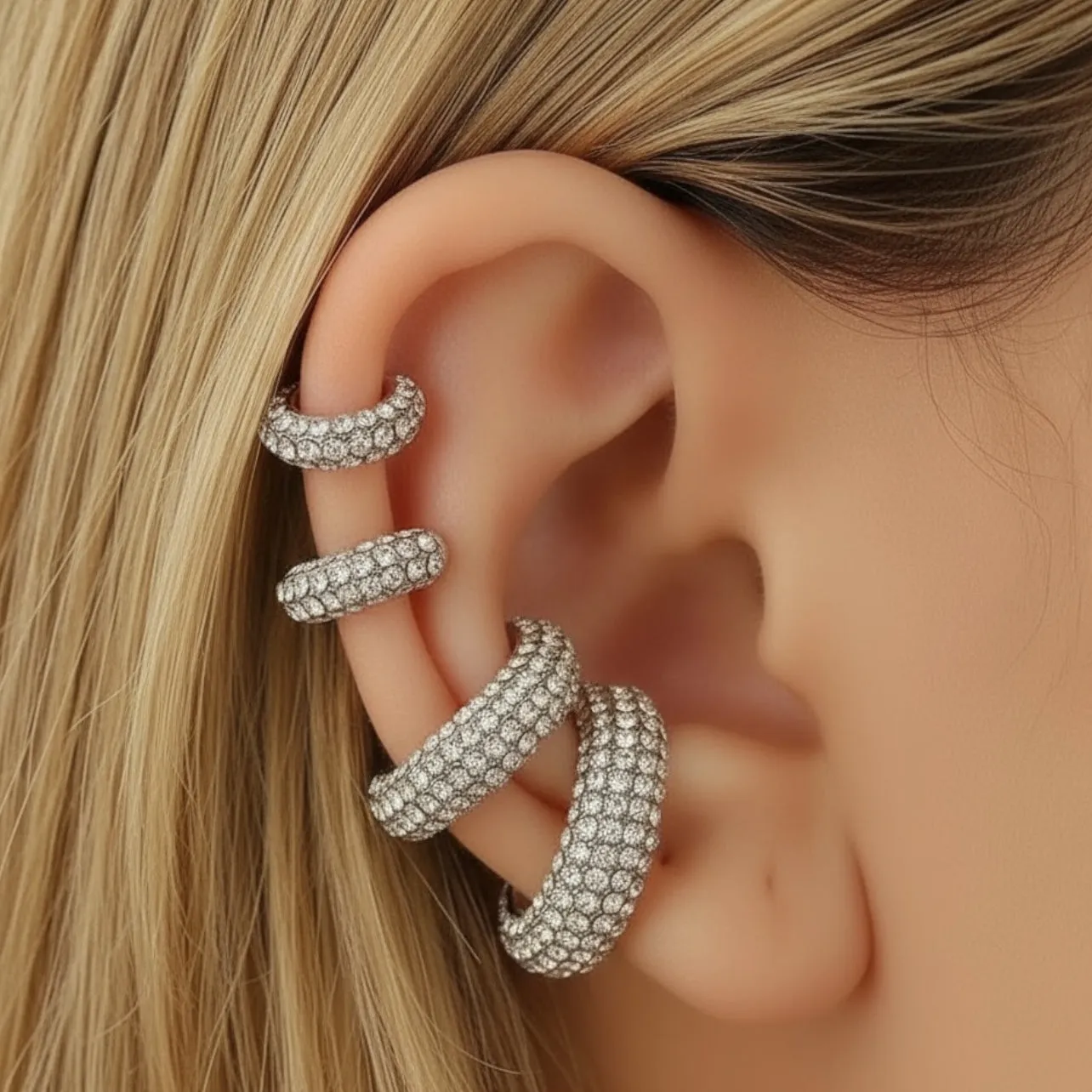 Slender Diamonette Ear Cuff- Platinum sold by Baacal product image thumbnail 5