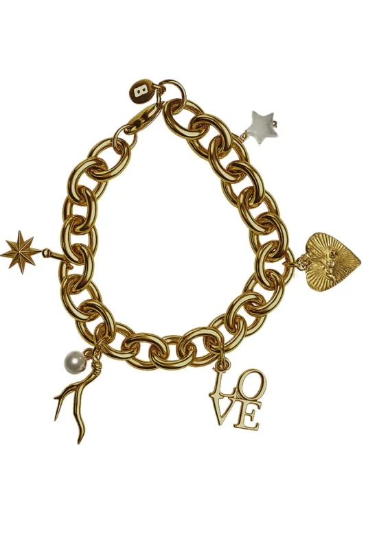 Mixed Charm Bracelet- Gold sold by Baacal