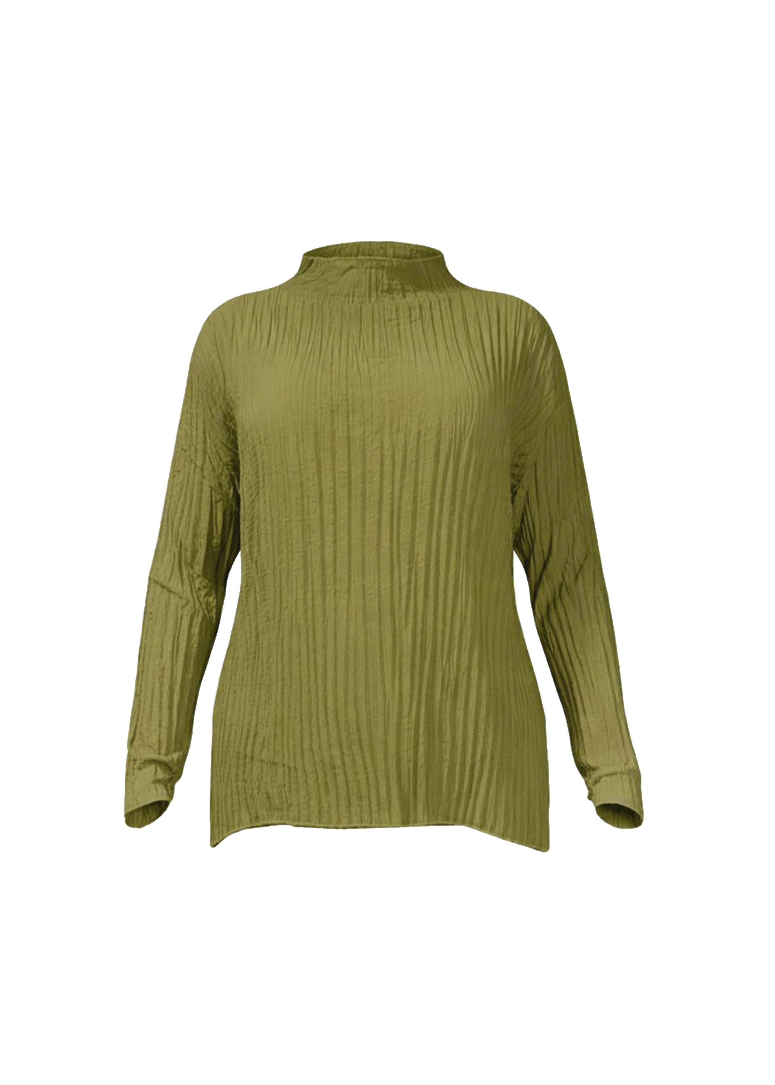 Esme Pleated Funnel Neck Top- Olive Green sold by Baacal