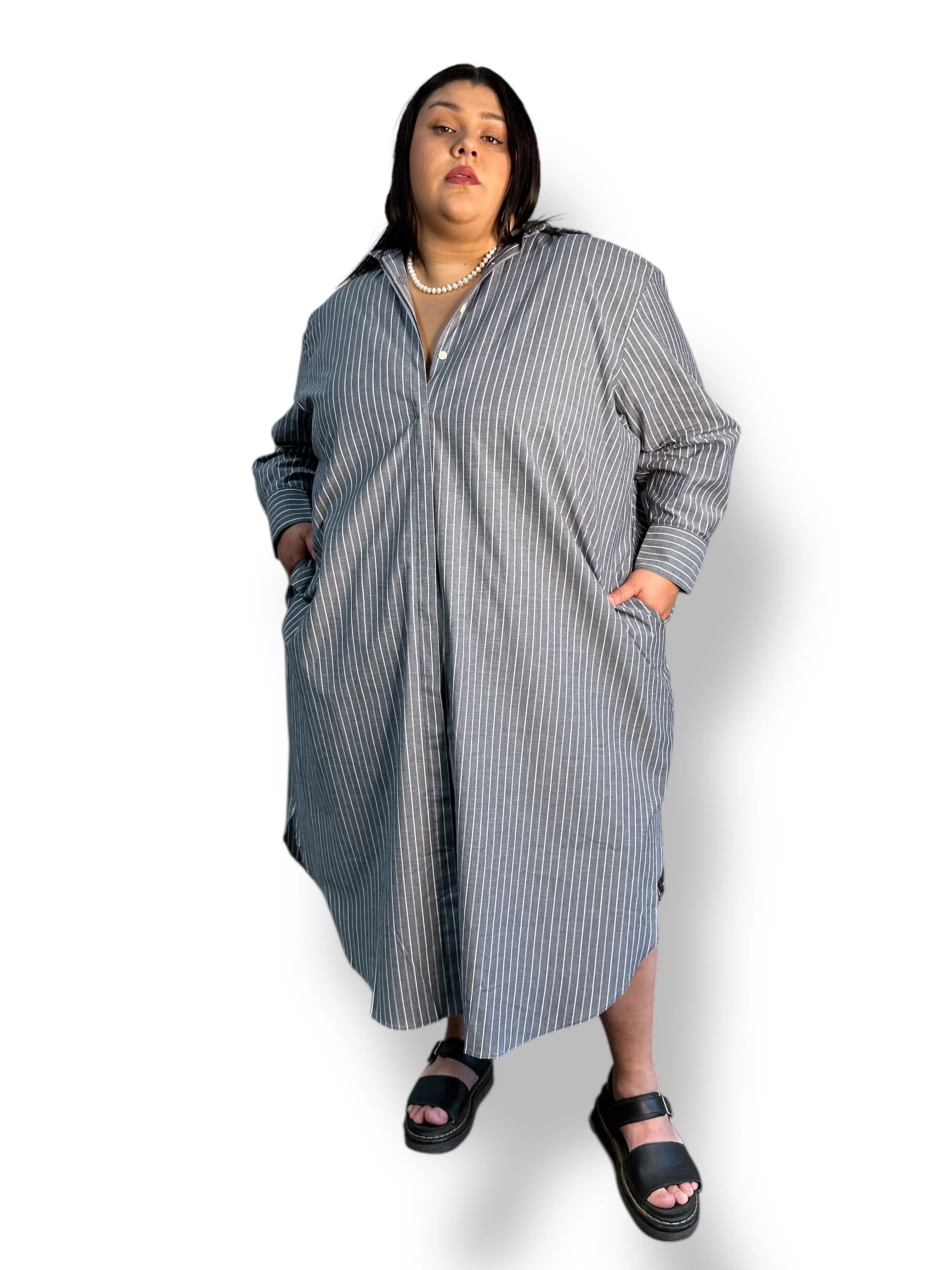 Mia Oversized Shirt Dress- Grey sold by Baacal product image thumbnail 3