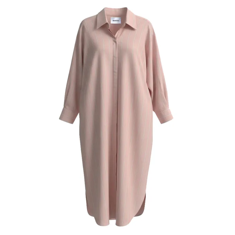 Mia Oversized Shirt Dress- Blush Stripe made by Baacal
