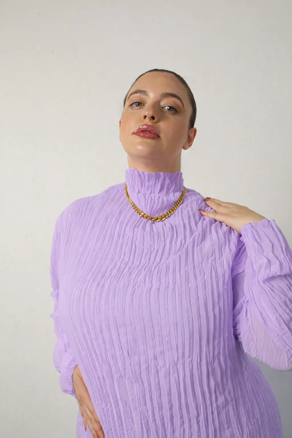Esme Pleated Funnel Neck Top- Lavender sold by Baacal product image thumbnail 2