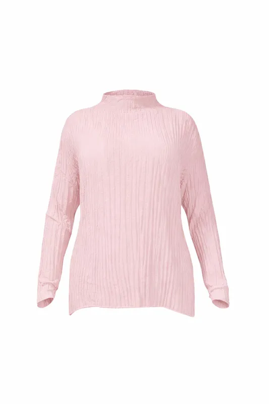 Esme Pleated Funnel Neck Top- Pink sold by Baacal